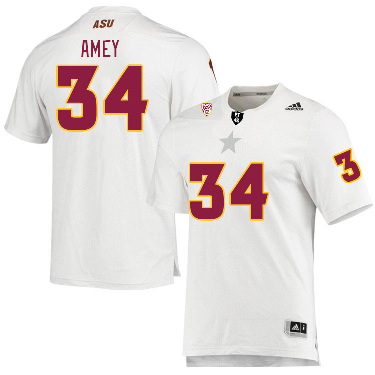 Men #34 Myles Amey Arizona State Sun Devils College Football Jerseys Stitched Sale-White
